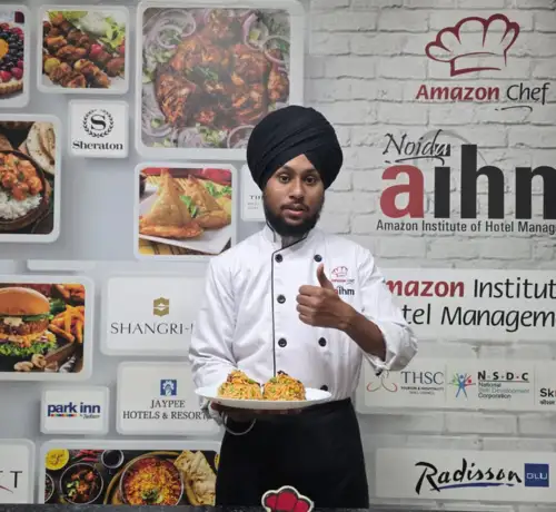 Culinary Arts Student Showcasing Skills — Amazon Institute of Hotel Management